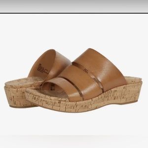 Kork-Ease Menzie slip on wedge sz 10 sandal brown leather upper Y2K